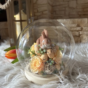 Nyuszis üvegbúra - otthon & életmód - dekoráció - húsvéti asztaldíszek - Meska.hu