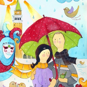 Mesés családi portré - nagy mese, méret (21x30cm) - otthon & életmód - dekoráció - kép & falikép - Meska.hu