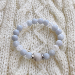 Hegyikristály és akvamarin szalagos achát féldrágakő karkötő - Meska.hu