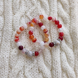 Anya-lánya, barátnők védelmező szeretet féldrágakő karkötők piros színben - ékszer - karkötő - ásványkarkötő - Meska.hu