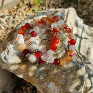 Anya-lánya, barátnők védelmező szeretet féldrágakő karkötők piros színben - ékszer - karkötő - ásványkarkötő - Meska.hu