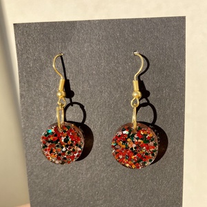 Kerek csillámos műgyanta fülbevaló - 4 méretben! - ékszer - fülbevaló - lógó fülbevaló - Meska.hu