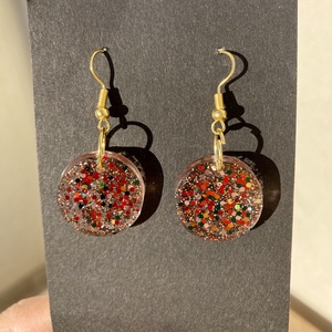 Kerek csillámos műgyanta fülbevaló - 4 méretben! - ékszer - fülbevaló - lógó fülbevaló - Meska.hu