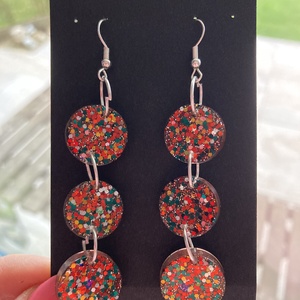 Három gömbös műgyanta fülbevaló, Ékszer, Fülbevaló, Lógó fülbevaló, Mindenmás, MESKA