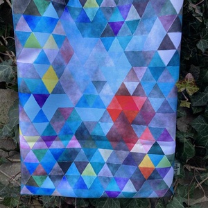 Kék geometriai mintás bevásárló táska, tote bag - táska & tok - bevásárlás & shopper táska - shopper, textiltáska, szatyor - Meska.hu