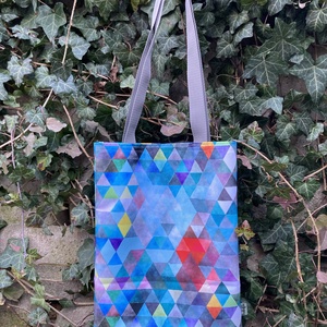 Kék geometriai mintás bevásárló táska, tote bag, Táska & Tok, Bevásárlás & Shopper táska, Shopper, textiltáska, szatyor, Varrás, MESKA