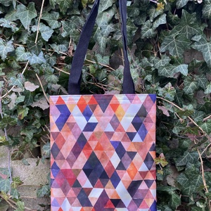 Barna-fekete geometriai mintás bevásárló táska, tote bag, Táska & Tok, Bevásárlás & Shopper táska, Shopper, textiltáska, szatyor, Varrás, MESKA