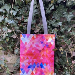 Pink geometriai mintás bevásárló táska, tote bag, Táska & Tok, Bevásárlás & Shopper táska, Shopper, textiltáska, szatyor, Varrás, MESKA