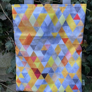 Sárga geometriai mintás bevásárló táska, tote bag - táska & tok - bevásárlás & shopper táska - shopper, textiltáska, szatyor - Meska.hu