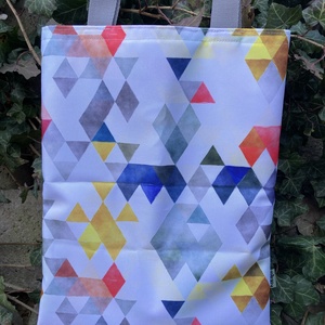 Fehér geometriai mintás bevásárló táska, tote bag - táska & tok - bevásárlás & shopper táska - shopper, textiltáska, szatyor - Meska.hu