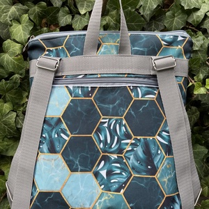 Türkiz hexa/méhsejt vízhatlan hátizsák - táska & tok - hátizsák - kishátizsák - Meska.hu