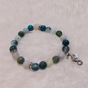 Trópusi nyaralás kék zöld türkiz féldrágakő karkötő, Ékszer, Karkötő, Ásványkarkötő, Gyöngyfűzés, gyöngyhímzés, MESKA