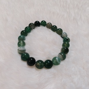 Zöld szalagos achát féldrágakő karkötő, Ékszer, Karkötő, Gyöngyös karkötő, Gyöngyfűzés, gyöngyhímzés, MESKA