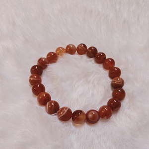 Narancs szalagos achát féldrágakő karkötő, Ékszer, Karkötő, Gyöngyös karkötő, Gyöngyfűzés, gyöngyhímzés, MESKA