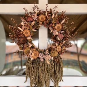 Terrakotta pasztel kopogtató. , Otthon & Életmód, Dekoráció, Ajtó- és ablak dekoráció, Ajtódísz & Kopogtató, Virágkötés, MESKA