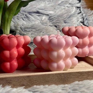 Szivecskés Kocka Forma gyertya - kellékek & szerszámok - dekorációs kellékek - dekorációs gyertya - Meska.hu