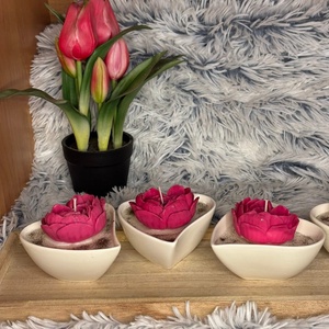 Szivecskés virágos gyertya  - kellékek & szerszámok - dekorációs kellékek - dekorációs gyertya - Meska.hu