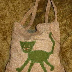 Macskás szatyor - táska & tok - bevásárlás & shopper táska - shopper, textiltáska, szatyor - Meska.hu
