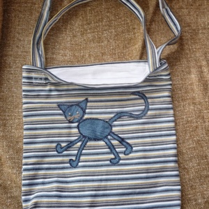 Macskás szatyor - táska & tok - bevásárlás & shopper táska - shopper, textiltáska, szatyor - Meska.hu