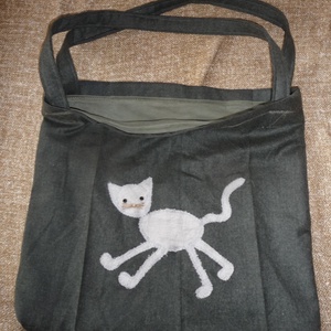 Macskás szatyor - táska & tok - bevásárlás & shopper táska - shopper, textiltáska, szatyor - Meska.hu