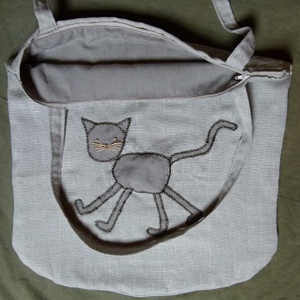 Macskás szatyor - táska & tok - bevásárlás & shopper táska - shopper, textiltáska, szatyor - Meska.hu