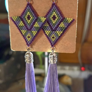 Peyote bojtos fülbevaló - ékszer - fülbevaló - lógó fülbevaló - Meska.hu