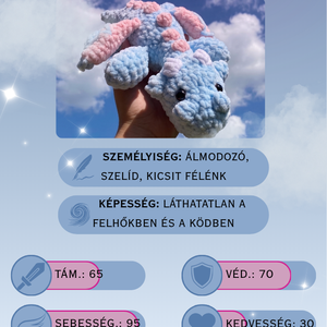 Horgolt pihe-puha plüss felhősárkány gyűjtői kártyával - játék & sport - plüssállat & játékfigura - plüss sárkány - Meska.hu