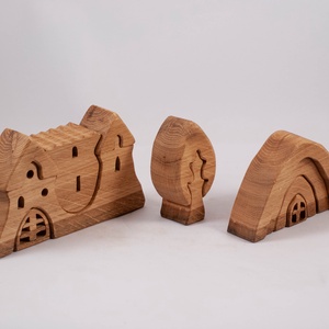  Fa vár, házikó, fa építő, kirakó - játék & sport - építőjáték - Meska.hu