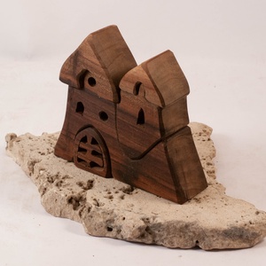  Fa várkastély, fa építő, kirakó, Játék & Sport, Építőjáték, Famegmunkálás, MESKA