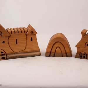  Fa vár, házikó, barlang építő, kirakó, Játék & Sport, Építőjáték, Famegmunkálás, MESKA