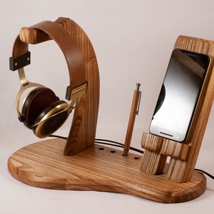 Fejhallgató, és mobiltelefon tartó, asztali rendező, Otthon & Életmód, Tárolás & Rendszerezés, Íróasztali tároló, Famegmunkálás, MESKA