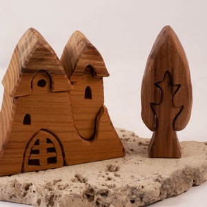  Fa várkastély+ fa házikó, építő, kirakó, Játék & Sport, Építőjáték, Famegmunkálás, MESKA