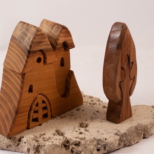  Fa várkastély+ fa házikó, építő, kirakó - játék & sport - építőjáték - Meska.hu