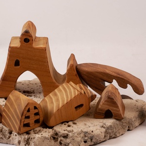  Fa várkastély+ fa házikó, építő, kirakó - játék & sport - építőjáték - Meska.hu