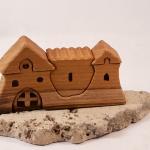  Fa várkastély, fa építő, kirakó, Játék & Sport, Építőjáték, Famegmunkálás, MESKA