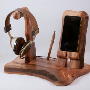 Fejhallgató, és mobiltelefon tartó, asztali rendező - Meska.hu