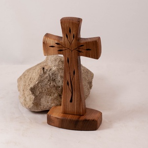 Mintás fakereszt talpas, asztali kereszt, Otthon & Életmód, Vallás, Kereszt, Famegmunkálás, MESKA