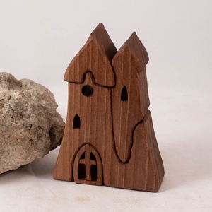  Fa templom, várkastély, fa építő, kirakó, Játék & Sport, Építőjáték, Famegmunkálás, MESKA