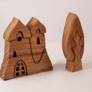  Fa várkastély, templom+ fa,  fa építő, kirakó - játék & sport - építőjáték - Meska.hu