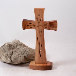 Talpas, mintás fakereszt, asztali kereszt  - otthon & életmód - vallás - kereszt - Meska.hu