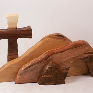 Húsvéti dekoráció kereszttel, fa kereszt, Ünnepi díszek, dekorációk, Húsvéti díszek és dekorációk, Húsvéti asztaldíszek, Famegmunkálás, MESKA