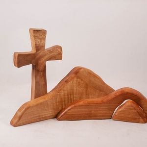 Húsvéti dekoráció kereszttel, fa kereszt - ünnepi díszek, dekorációk - húsvéti díszek és dekorációk - húsvéti asztaldíszek - Meska.hu