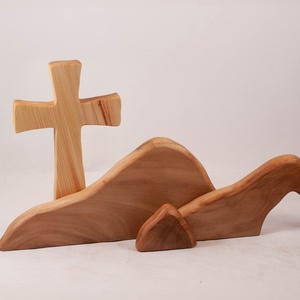 Húsvéti dekoráció kereszttel, fa kereszt - ünnepi díszek, dekorációk - húsvéti díszek és dekorációk - húsvéti asztaldíszek - Meska.hu