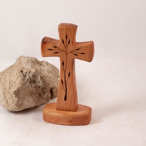Mintás fakereszt talpas, asztali kereszt - Meska.hu