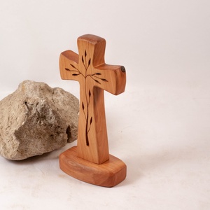 Mintás fakereszt talpas, asztali kereszt - otthon & életmód - vallás - kereszt - Meska.hu