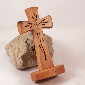 Mintás fakereszt talpas, asztali kereszt - otthon & életmód - vallás - kereszt - Meska.hu