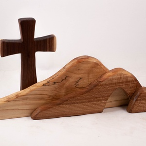 Húsvéti dekoráció kereszttel, fa kereszt, Ünnepi díszek, dekorációk, Húsvéti díszek és dekorációk, Húsvéti asztaldíszek, Famegmunkálás, MESKA