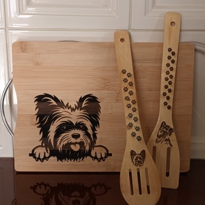 Konyhai szett, Yorkie kutyás - otthon & életmód - konyhafelszerelés, tálalás - sütés, főzés - vágódeszka - Meska.hu
