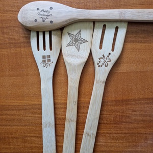 Bambusz fakanál szett, ünnepi, Otthon & Életmód, Konyhafelszerelés, tálalás, Sütés, főzés, Fakanál & Fakanáltartó, Gravírozás, pirográfia, MESKA