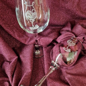 Borospohár szett, rózsás - otthon & életmód - konyhafelszerelés, tálalás - tálalás - boros poharak, szettek - Meska.hu
